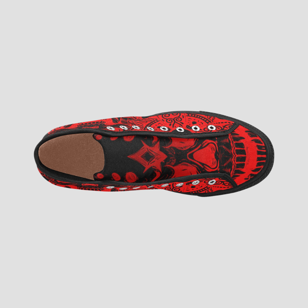 Red Skull High Top Canvas Shoes