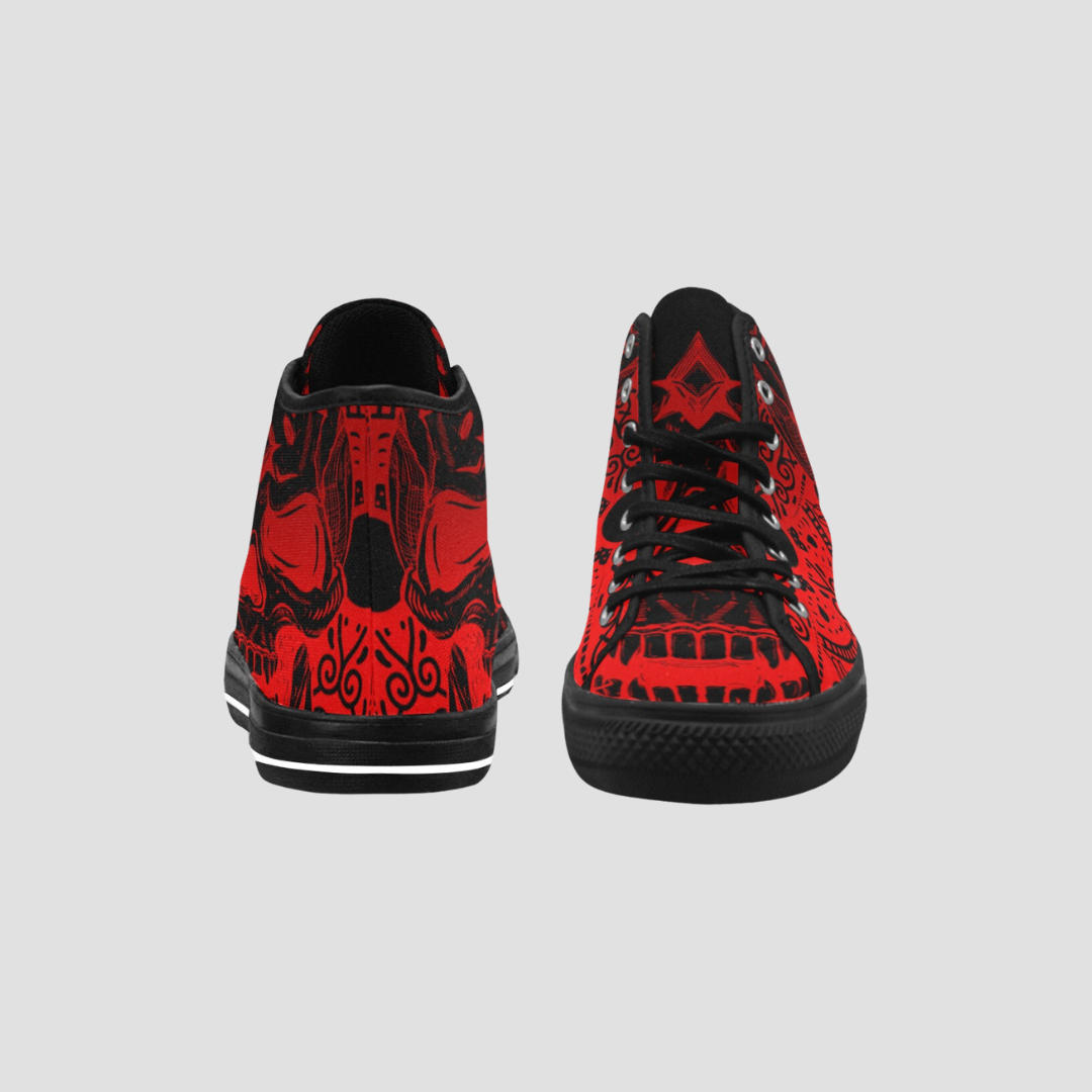 Red Skull High Top Canvas Shoes