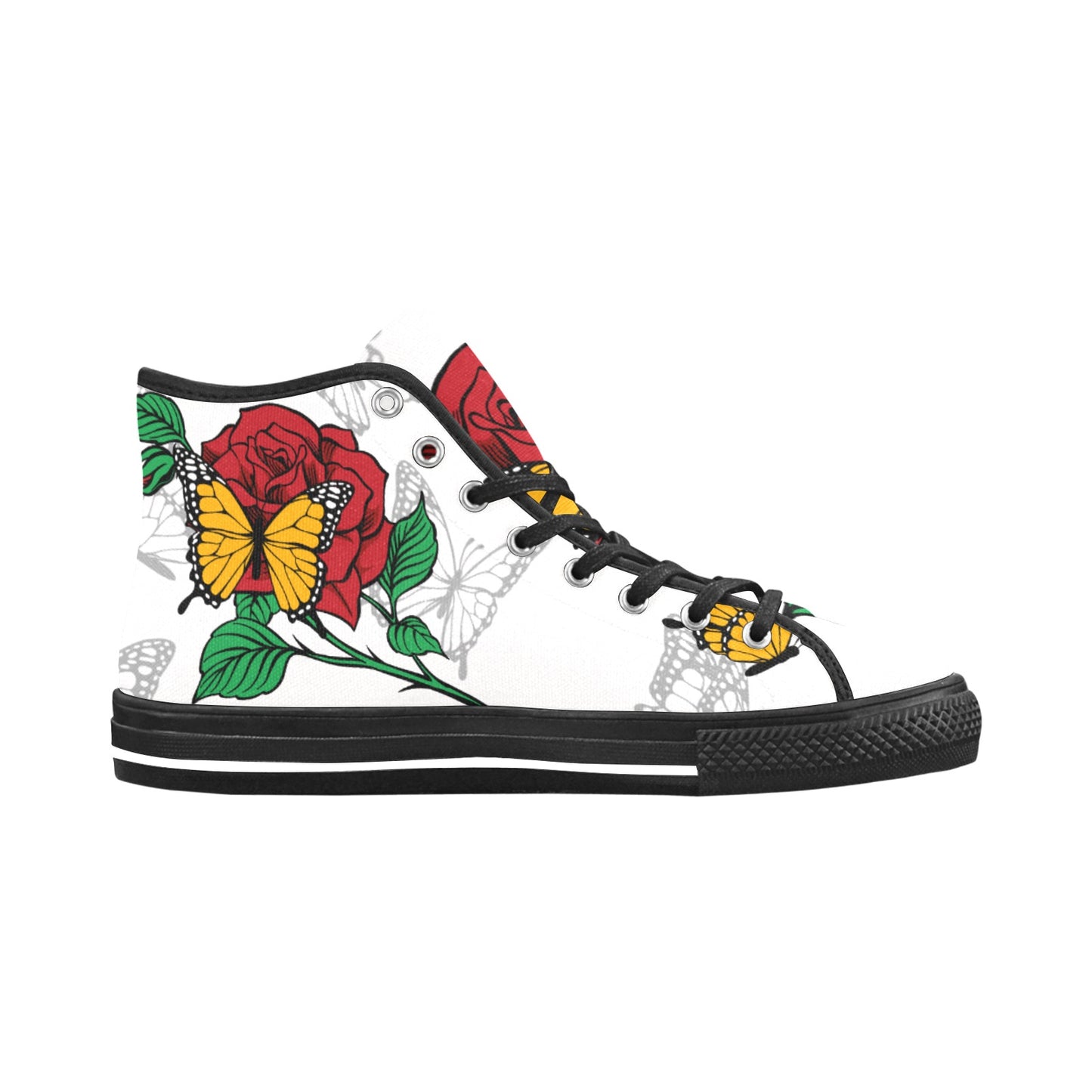 Butterfly Rose High Top Canvas Shoes